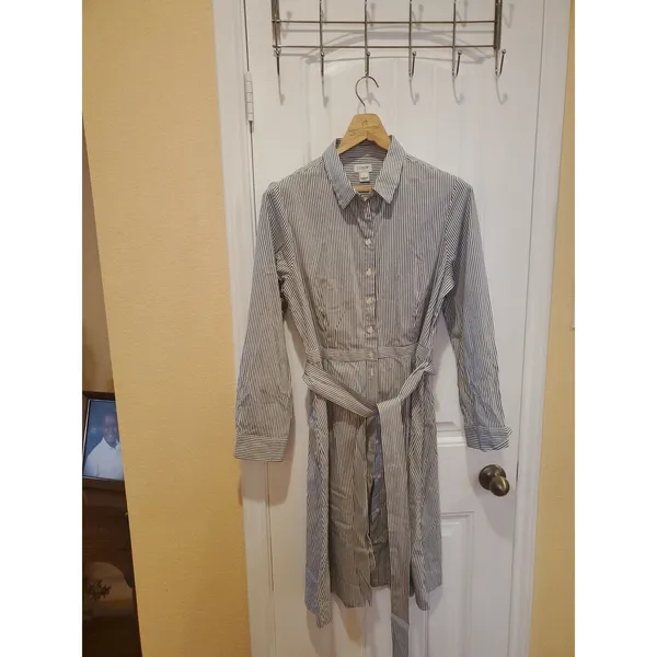 J crew Tie-waist Shirtdress In Stripe - Size 12 - Image 6