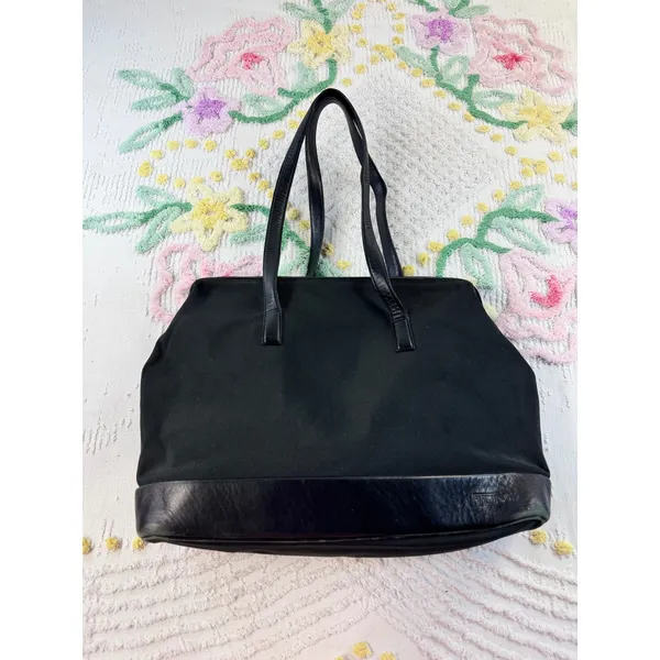 Tumi Black Ballistic Nylon Leather‎ Trim Tote Bag Work Travel Shoulder Bag - Image 2