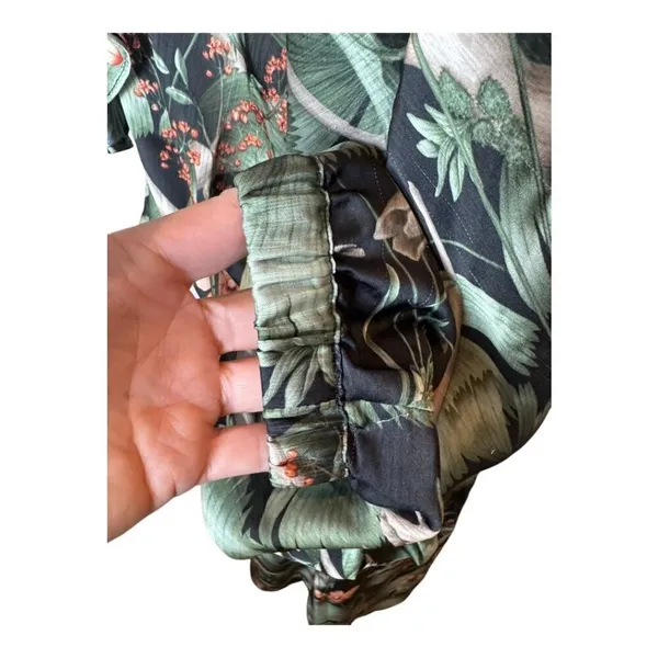 Johanna Ortiz‎ X H&M Dress Women Medium Green Tropical Floral Flounce Mini NWT - Image 8