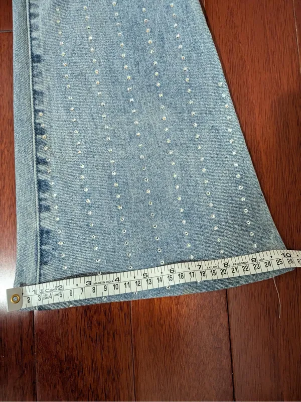 PacSun Light Blue Rhinestone Flare Jeans - Image 7