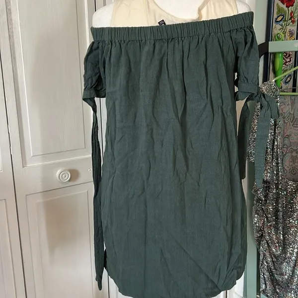 Lulu's Al Fresco Evenings Forest Green Off-the-Shoulder Dress Size M - Image 6
