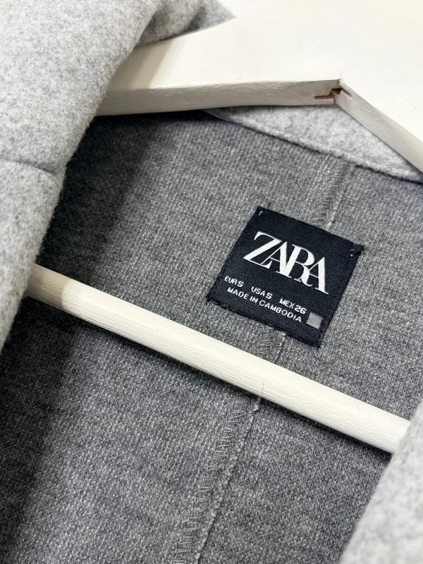 ZARA Gray Long Coat Duster Overcoat Minimalist Quiet Luxury Office Timeless Sz S - Image 5