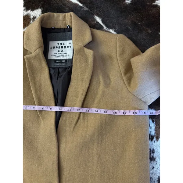 Superdry Istegade Coat Tan Wool Size Small - Image 10