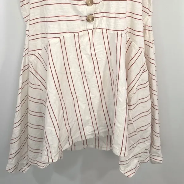 Maeve Anthropologie Ivory Red Striped Handkerchief Hem Tank Top Women Medium - Image 3