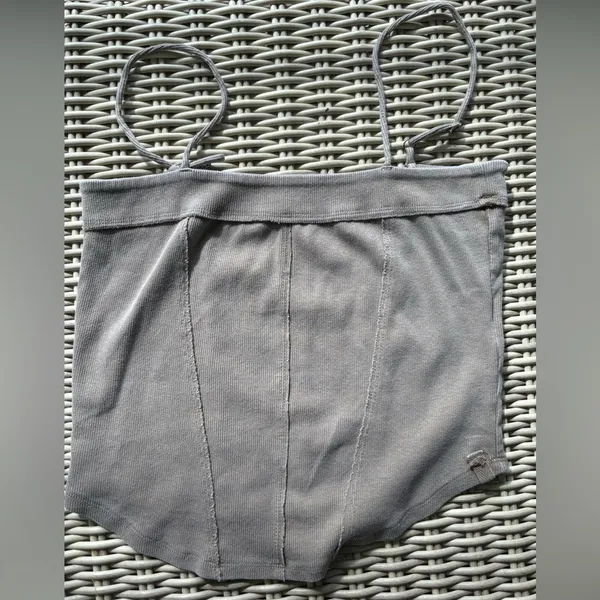 Free People NEW WITHOUT TAGS Gunmetal Corset tank top‎ medium boho classic - Image 2