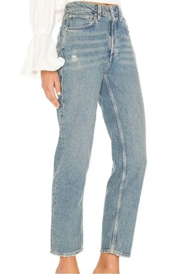 NEW Free People Acadia High Rise distressed Button Fly Jeans 28 - Image 5