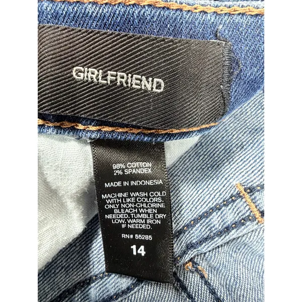 Express Jeans Girlfriend Jeans Women 14 Blue Distressed Mid Rise Denim Ankle - Image 15