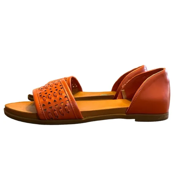 EUC Andiamo Abailey Weave Flats/Sandals Salmon Peach 7.5/7.5W Boho Faux Leather - Image 3