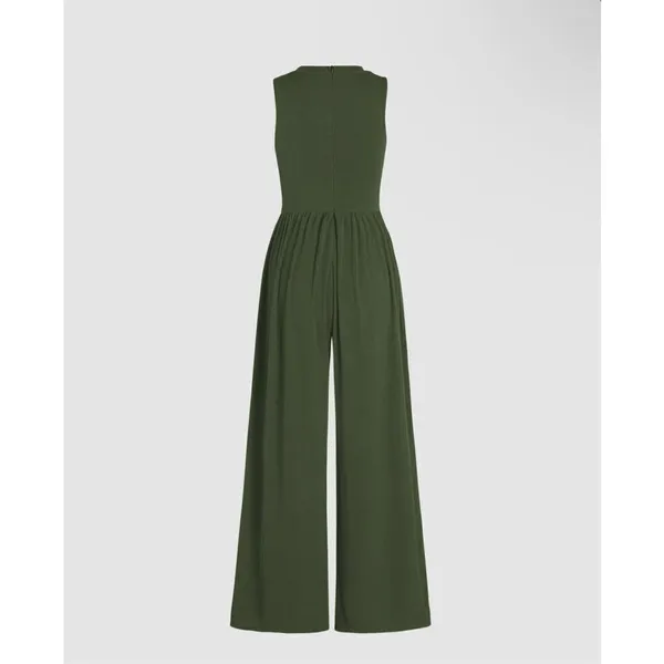 Cider‎ Solid Green Sleeveless Wide Leg Jumpsuit - Image 10