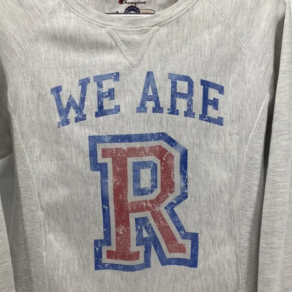 Champion reverse weave grey ”We Are R” sweatshirt retro casual size S - Image 2