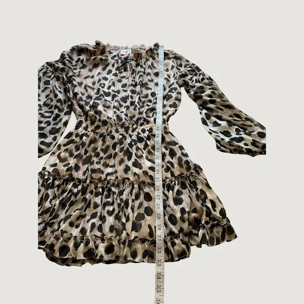 Buddy Love Zozo Leopard Print Metallic Mini Dress Smocked Waist XS CG4275 - Image 7