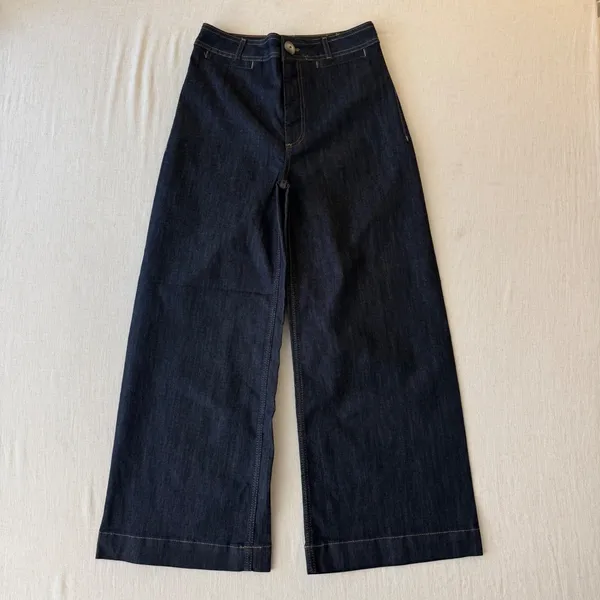 Maeve Ettie High-Rise Crop Wide-Leg Jeans Women 29T Dark Wash Indigo NWOT - Image 2
