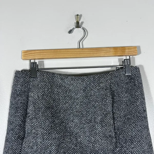 Armani Exchange Tweed Wool Blend Mini Skirt Black White Tulip Hem Size 6 - Image 3