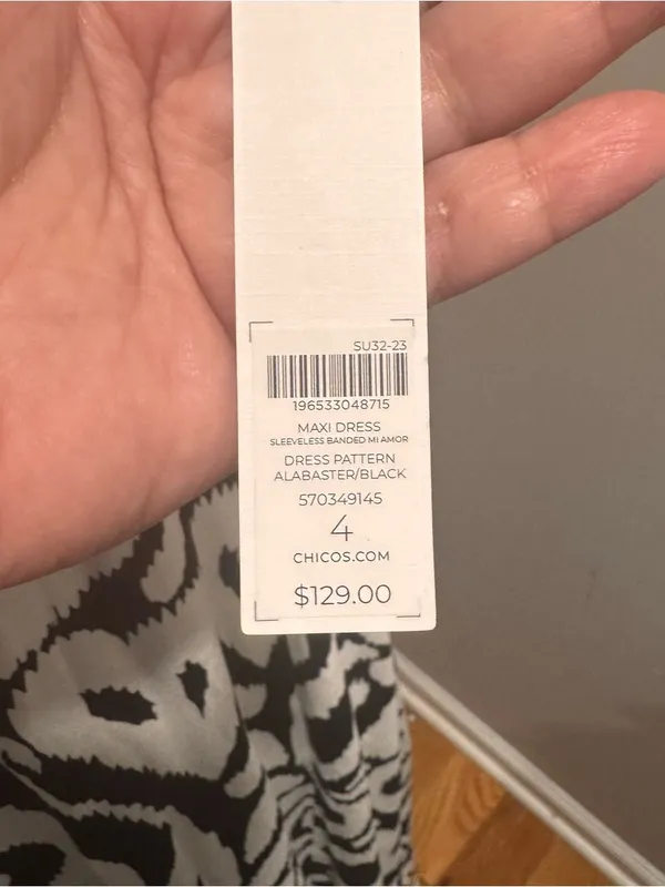 NWT Chico’s Black White Abstract Print Sleeveless Maxi Dress Size 4 - Image 7