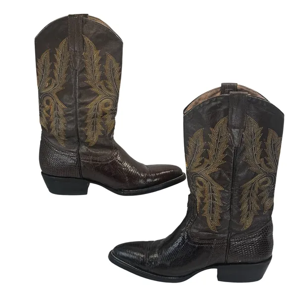 Circle G Boots Womens‎ 6.5 Brown Exotic Lizard Skin Leather Western Cowboy Boho - Image 13