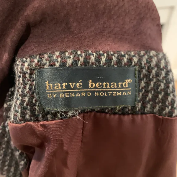Houndstooth Harve Benard Vintage Leather Trim Blazer Jacket Size Medium - Image 9