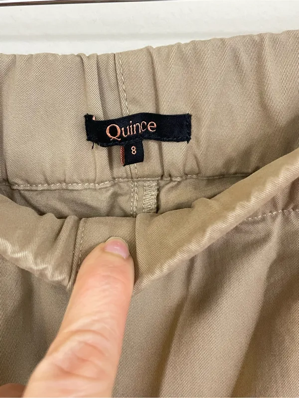 Quince Organic Stretch Cotton‎ Wide Leg Light Khaki Chino Pants Size 8 - Image 4