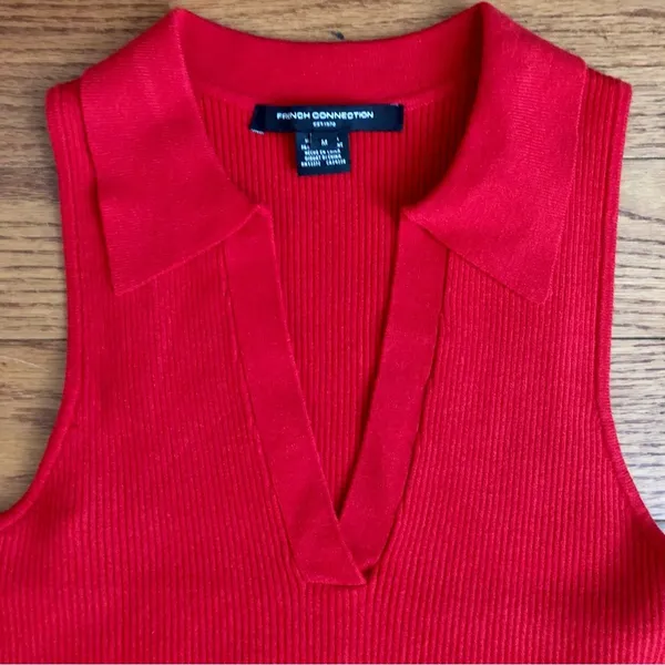 French Connection Sleeveless V Neck Knit Tank Top Sweater Women’s Size M NWOT - Image 4