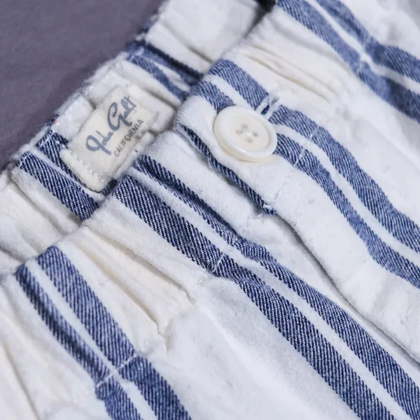John Galt Striped Trouser‎ Pants Women One Size Blue White Elastic Waist Coastal - Image 3