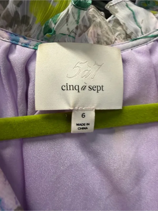 cinq a sept Lavender Floral Tiered Mini Dress with Yellow & Green Accents - Image 3