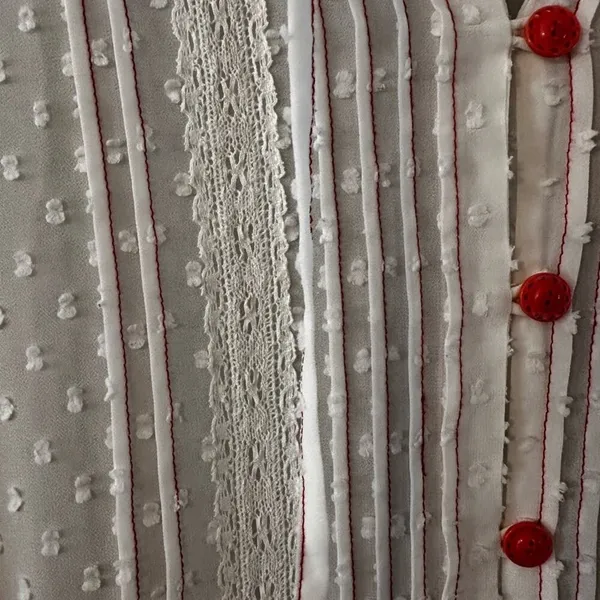 Matilda Jane Cream‎ Swiss Dot Light the Way Tunic Sheer Button up Size Medium - Image 4