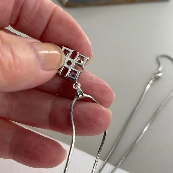 Boutique Sterling silver CZ pendant necklace. - Image 11