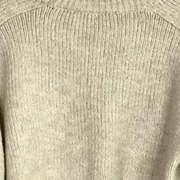 ZARA Cropped Ribbed Hems Long Sleeve Crew Neck Chunky Knit Sweater Small Cream - Image 11