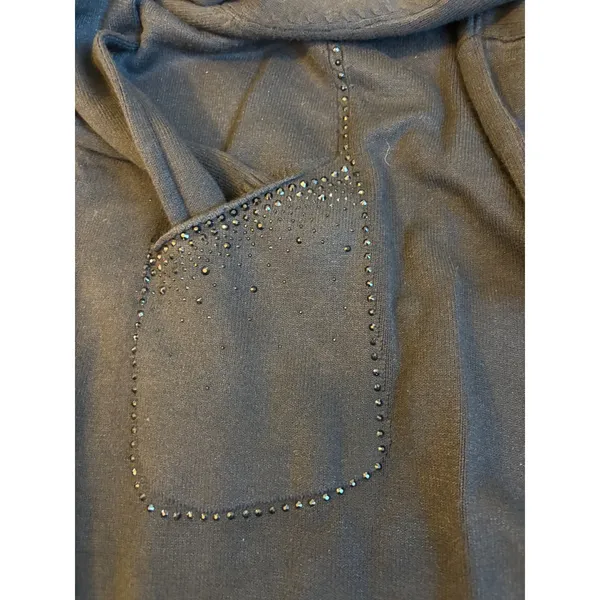 CMP55 Collection Womens Black‎ Knit Tunic Rhinestone Pocket Long Sleeve Top NEW - Image 5