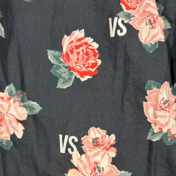 Victoria's Secret Pajama Pants Womens Medium Black Floral Rose VS Lounge Cotton - Image 5