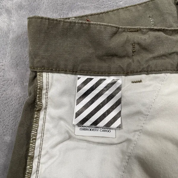 Off White Shorts Womens 26 Green Flower Embroidery Cargo Streetwear Military - Image 3