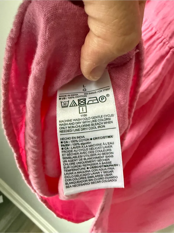 Old Navy Cotton Short Sleeve Split Neck Pink Summer Swing Dress Mini Dress L - Image 7