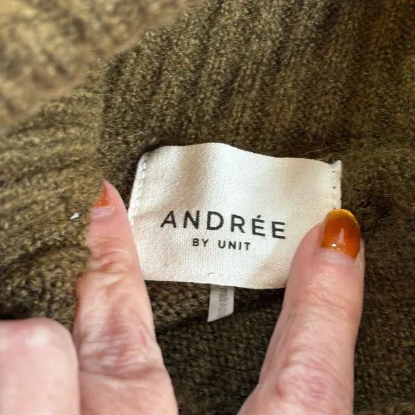 ANDREE by Unit Olive Green Mock Neck Sweater Women’s Size Small Cozy Cottagecore - Image 3