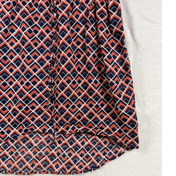 Caslon M Colorful 100% Linen Hi-Lo Shift Dress Navy Mod Geometric Print Summer - Image 7