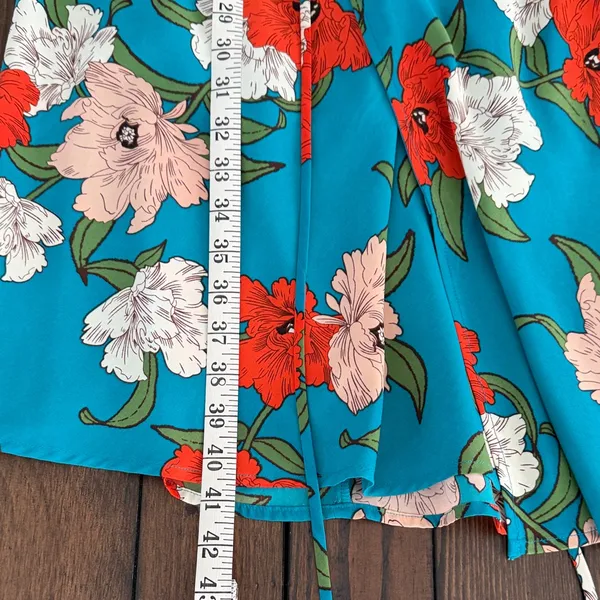 Lulus Teal Floral Wrap Midi Dress Size M - Image 7
