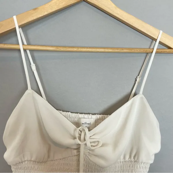 Aritzia Wilfred Ballet Camisole Top White Shirred Smocked Chiffon‎ Size XS Tank - Image 8