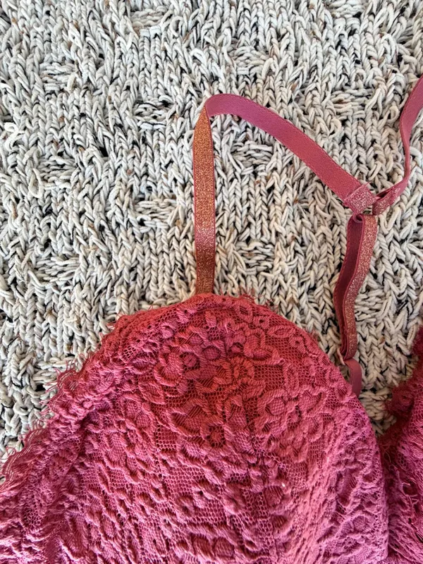 Aerie | Dark Blush Pink Eyelash Lace Bralette | L - Image 4