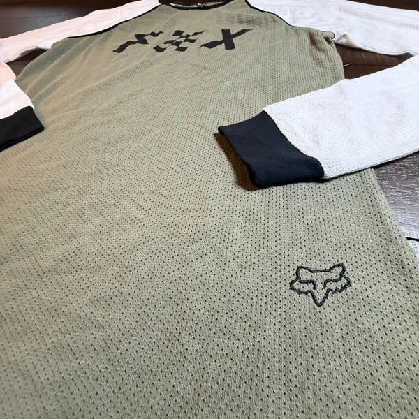 Fox Racing Womens Mesh Raglan Long Sleeve Shirt Olive Green‎ White M Salt Flats - Image 3