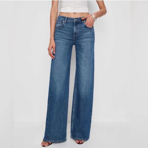 Reformation Greta Super Stretch Low Rise Wide Leg Short Jeans Size 25 Short - Image 2