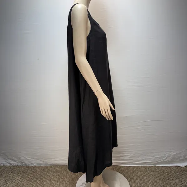 Courtney Washington Midi Sleeveless Black Linen Dress Size M Pockets Made‎ USA - Image 5