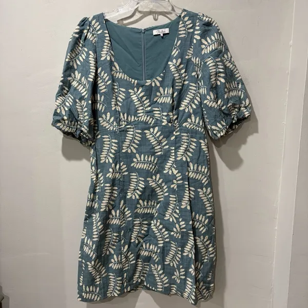 Parker Cammie Blue Tropical Puff Short Sleeve Mini‎ Dress Women's Size 10 Mini - Image 5