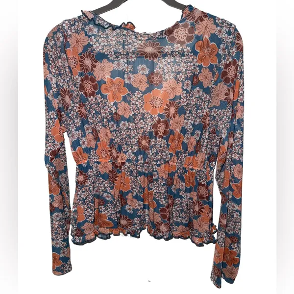 Tilly’s Full Tilt Y2K Beachy Boho Lightweight Mesh Floral Front Tie Flyaway XL - Image 10