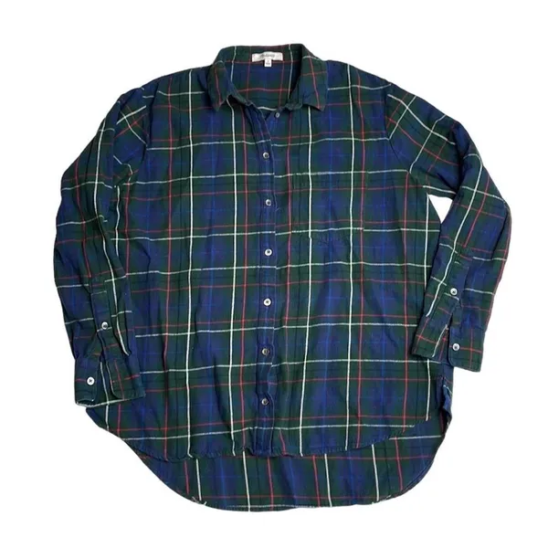 Madewell Flannel Oversized Ex-Boyfriend Shirt in Dark Plaid small - Image 3