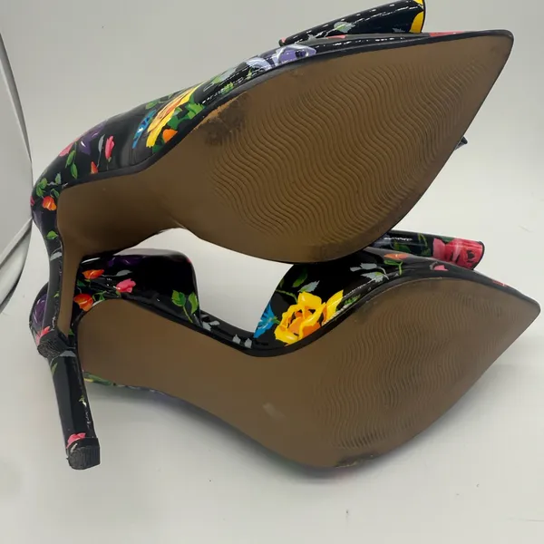 Betsey Johnson Vibrant Floral Rose Bow Multicolor 4" High Heels Shoes Size 7 M - Image 8