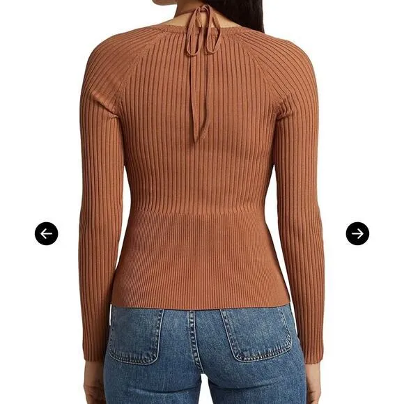 Jonathan Simkhai Jayline Pullover &‎ Bralette Set Ribbed Knit Dawn Size Large Brown - Image 2