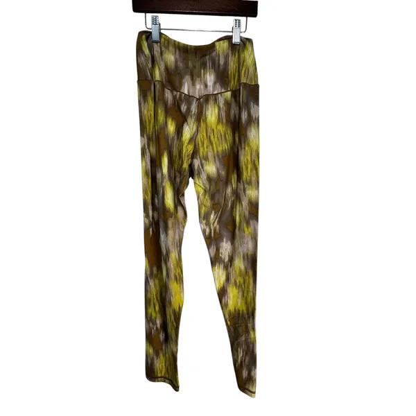 Aerie OFFLINE Real Me High Rise 7/8 Leggings Green Yellow Abstract‎ Print - Image 5