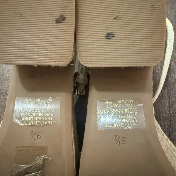 Tory Burch Espadrille Block Heel Sandals Ivory Leather Ankle Strap Size 9.5 - Image 9