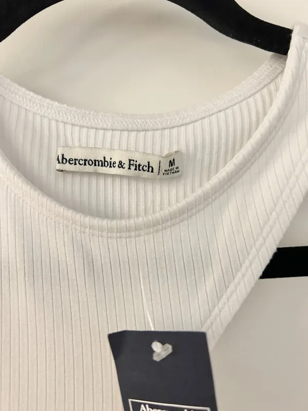 Abercrombie & Fitch Asymmetrical Cut Out Ribbed Bodycon Mini Dress in White NWT - Image 4