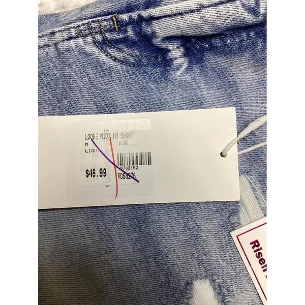 Risen Jeans Womens Tummy Control Loose Midi HR Short Light Wash Distressed M - Image 5