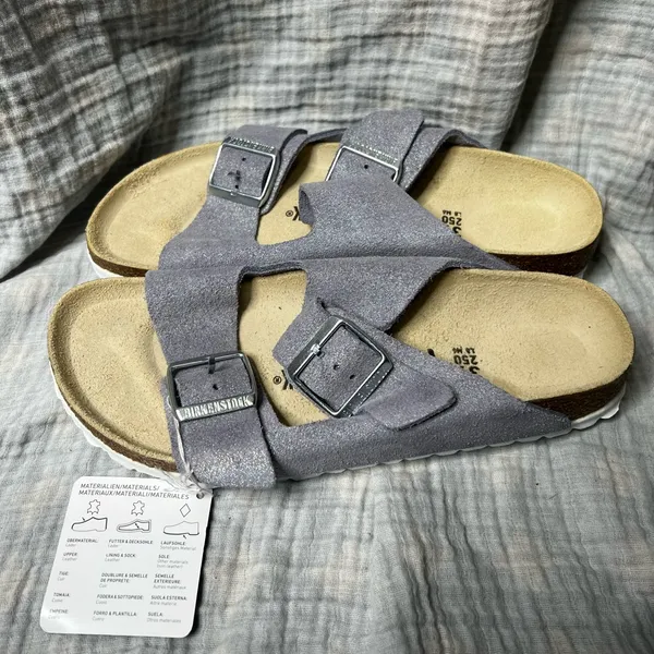 Birkenstock Arizona Suede Glitter Purple Sandals - Image 6