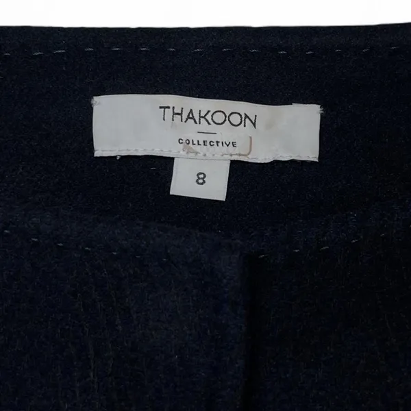 Thakoon Collective Black Wool Coat Size 8 Herringbone Design Dressy Wool EUC - Image 7